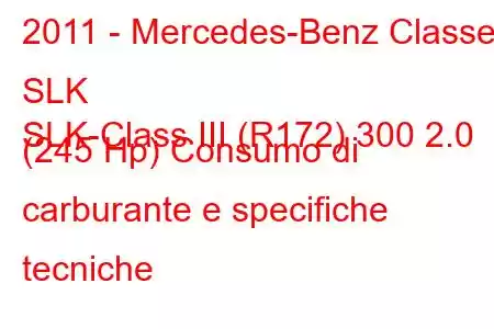 2011 - Mercedes-Benz Classe SLK
SLK-Class III (R172) 300 2.0 (245 Hp) Consumo di carburante e specifiche tecniche