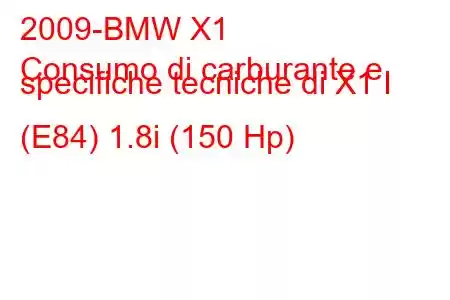 2009-BMW X1
Consumo di carburante e specifiche tecniche di X1 I (E84) 1.8i (150 Hp)