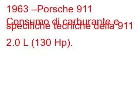 1963 –Porsche 911
Consumo di carburante e specifiche tecniche della 911 2.0 L (130 Hp).