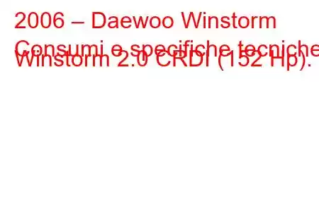 2006 – Daewoo Winstorm
Consumi e specifiche tecniche Winstorm 2.0 CRDI (152 Hp).