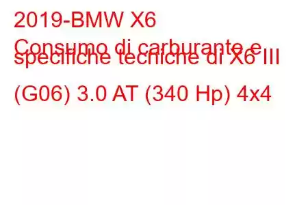 2019-BMW X6
Consumo di carburante e specifiche tecniche di X6 III (G06) 3.0 AT (340 Hp) 4x4