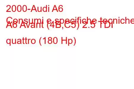 2000-Audi A6
Consumi e specifiche tecniche A6 Avant (4B,C5) 2.5 TDI quattro (180 Hp)