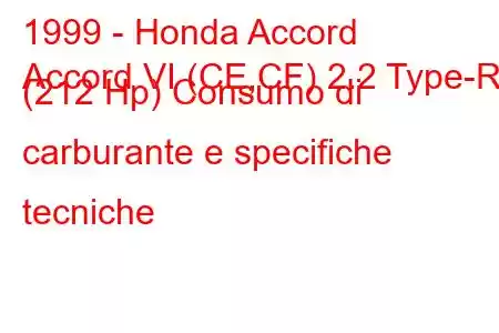 1999 - Honda Accord
Accord VI (CE,CF) 2.2 Type-R (212 Hp) Consumo di carburante e specifiche tecniche