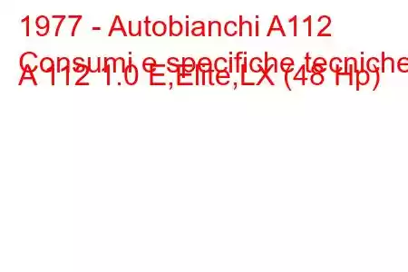 1977 - Autobianchi A112
Consumi e specifiche tecniche A 112 1.0 E,Elite,LX (48 Hp)