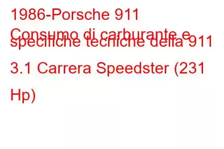 1986-Porsche 911
Consumo di carburante e specifiche tecniche della 911 3.1 Carrera Speedster (231 Hp)