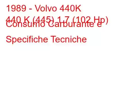 1989 - Volvo 440K
440 K (445) 1.7 (102 Hp) Consumo Carburante e Specifiche Tecniche