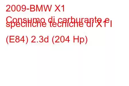 2009-BMW X1
Consumo di carburante e specifiche tecniche di X1 I (E84) 2.3d (204 Hp)