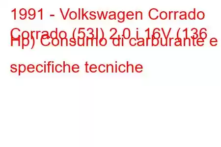 1991 - Volkswagen Corrado
Corrado (53I) 2.0 i 16V (136 Hp) Consumo di carburante e specifiche tecniche