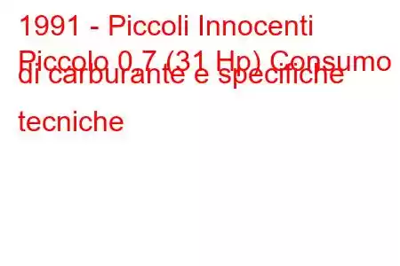 1991 - Piccoli Innocenti
Piccolo 0,7 (31 Hp) Consumo di carburante e specifiche tecniche