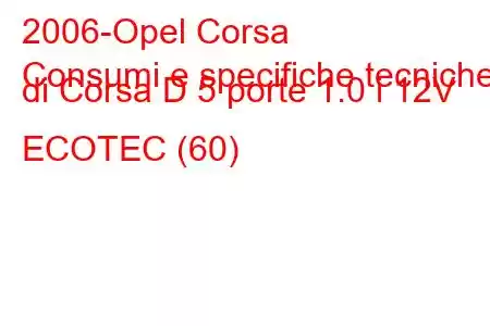 2006-Opel Corsa
Consumi e specifiche tecniche di Corsa D 5 porte 1.0 i 12V ECOTEC (60)