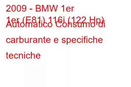 2009 - BMW 1er
1er (E81) 116i (122 Hp) Automatico Consumo di carburante e specifiche tecniche