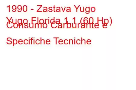 1990 - Zastava Yugo
Yugo Florida 1.1 (60 Hp) Consumo Carburante e Specifiche Tecniche
