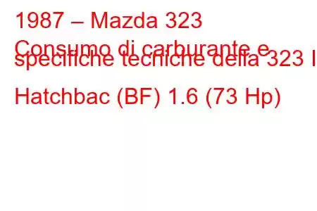 1987 – Mazda 323
Consumo di carburante e specifiche tecniche della 323 III Hatchbac (BF) 1.6 (73 Hp)