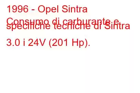 1996 - Opel Sintra
Consumo di carburante e specifiche tecniche di Sintra 3.0 i 24V (201 Hp).