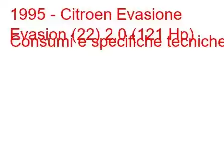 1995 - Citroen Evasione
Evasion (22) 2.0 (121 Hp) Consumi e specifiche tecniche