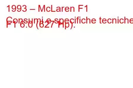 1993 – McLaren F1
Consumi e specifiche tecniche F1 6.0 (627 Hp).