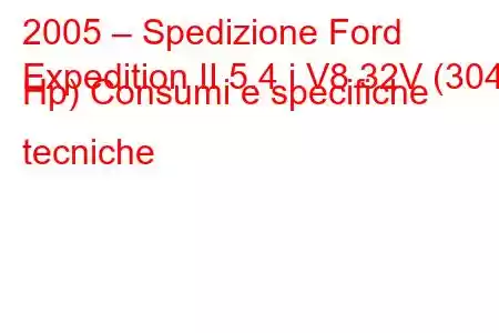 2005 – Spedizione Ford
Expedition II 5.4 i V8 32V (304 Hp) Consumi e specifiche tecniche