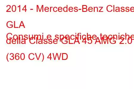 2014 - Mercedes-Benz Classe GLA
Consumi e specifiche tecniche della Classe GLA 45 AMG 2.0 (360 CV) 4WD