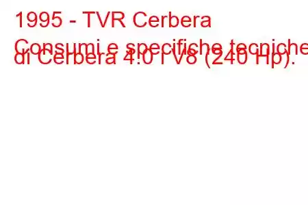 1995 - TVR Cerbera
Consumi e specifiche tecniche di Cerbera 4.0 i V8 (240 Hp).