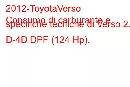 2012-ToyotaVerso
Consumo di carburante e specifiche tecniche di Verso 2.0 D-4D DPF (124 Hp).