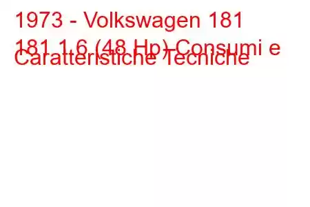 1973 - Volkswagen 181
181 1.6 (48 Hp) Consumi e Caratteristiche Tecniche