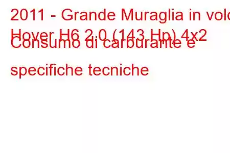 2011 - Grande Muraglia in volo
Hover H6 2.0 (143 Hp) 4x2 Consumo di carburante e specifiche tecniche