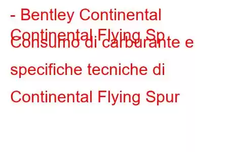 - Bentley Continental
Continental Flying Sp Consumo di carburante e specifiche tecniche di Continental Flying Spur