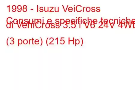 1998 - Isuzu VeiCross
Consumi e specifiche tecniche di VehiCross 3.5 i V6 24V 4WD (3 porte) (215 Hp)