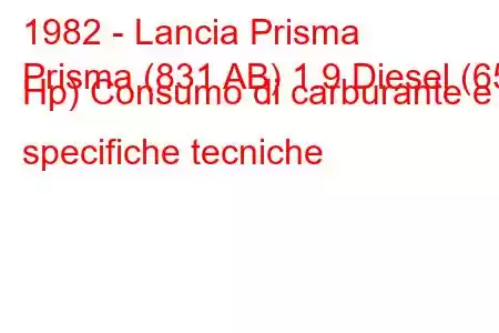 1982 - Lancia Prisma
Prisma (831 AB) 1.9 Diesel (65 Hp) Consumo di carburante e specifiche tecniche