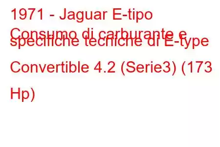 1971 - Jaguar E-tipo
Consumo di carburante e specifiche tecniche di E-type Convertible 4.2 (Serie3) (173 Hp)