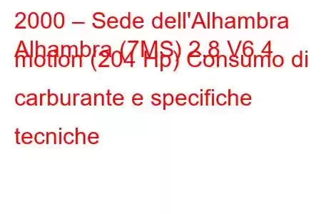 2000 – Sede dell'Alhambra
Alhambra (7MS) 2.8 V6 4 motion (204 Hp) Consumo di carburante e specifiche tecniche