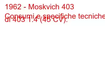 1962 - Moskvich 403
Consumi e specifiche tecniche di 403 1.4 (45 CV).