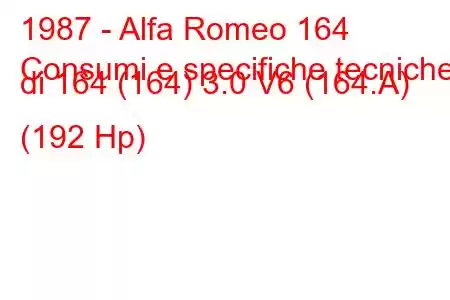 1987 - Alfa Romeo 164
Consumi e specifiche tecniche di 164 (164) 3.0 V6 (164.A) (192 Hp)