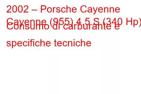 2002 – Porsche Cayenne
Cayenne (955) 4.5 S (340 Hp) Consumo di carburante e specifiche tecniche