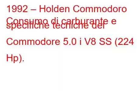 1992 – Holden Commodoro
Consumo di carburante e specifiche tecniche del Commodore 5.0 i V8 SS (224 Hp).