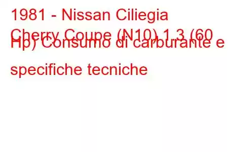 1981 - Nissan Ciliegia
Cherry Coupe (N10) 1.3 (60 Hp) Consumo di carburante e specifiche tecniche