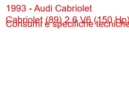 1993 - Audi Cabriolet
Cabriolet (89) 2.6 V6 (150 Hp) Consumi e specifiche tecniche