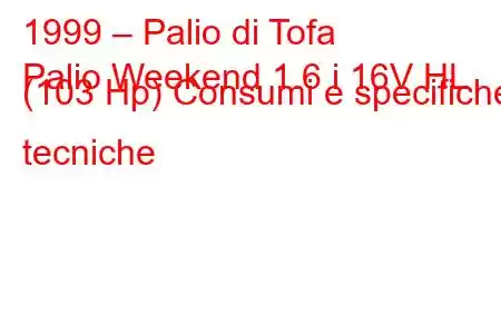 1999 – Palio di Tofa
Palio Weekend 1.6 i 16V HL (103 Hp) Consumi e specifiche tecniche