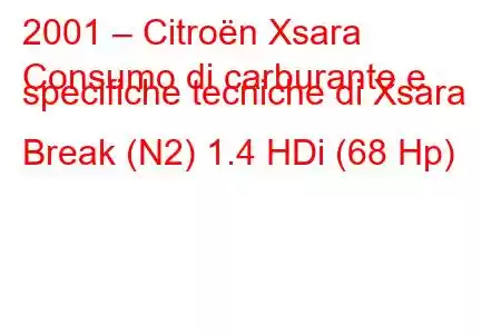 2001 – Citroën Xsara
Consumo di carburante e specifiche tecniche di Xsara Break (N2) 1.4 HDi (68 Hp)