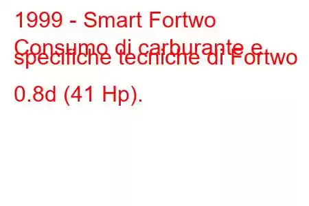 1999 - Smart Fortwo
Consumo di carburante e specifiche tecniche di Fortwo 0.8d (41 Hp).