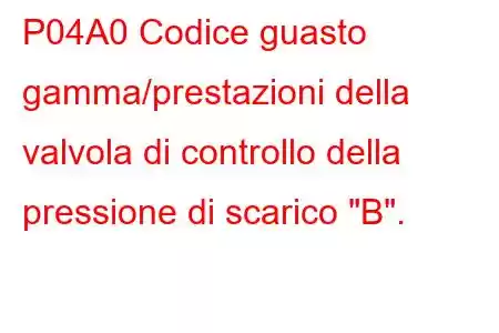 P04A0 Codice guasto gamma/prestazioni della valvola di controllo della pressione di scarico 