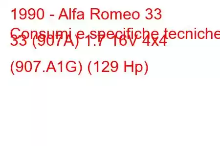 1990 - Alfa Romeo 33
Consumi e specifiche tecniche 33 (907A) 1.7 16V 4x4 (907.A1G) (129 Hp)