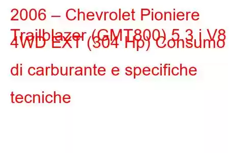 2006 – Chevrolet Pioniere
Trailblazer (GMT800) 5.3 i V8 4WD EXT (304 Hp) Consumo di carburante e specifiche tecniche