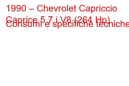 1990 – Chevrolet Capriccio
Caprice 5.7 i V8 (264 Hp) Consumi e specifiche tecniche