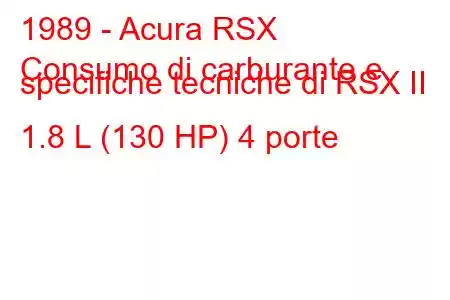 1989 - Acura RSX
Consumo di carburante e specifiche tecniche di RSX II 1.8 L (130 HP) 4 porte