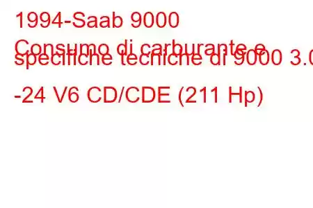 1994-Saab 9000
Consumo di carburante e specifiche tecniche di 9000 3.0 -24 V6 CD/CDE (211 Hp)