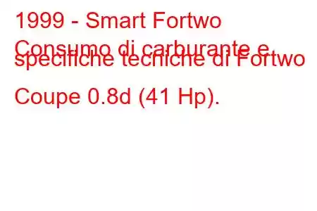 1999 - Smart Fortwo
Consumo di carburante e specifiche tecniche di Fortwo Coupe 0.8d (41 Hp).