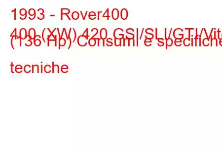 1993 - Rover400
400 (XW) 420 GSI/SLI/GTI/Vite (136 Hp) Consumi e specifiche tecniche