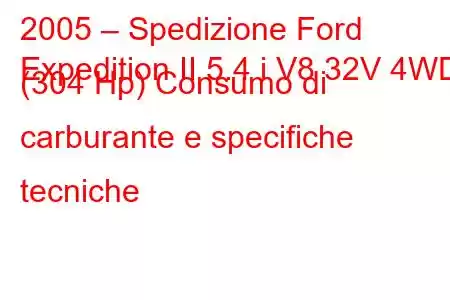 2005 – Spedizione Ford
Expedition II 5.4 i V8 32V 4WD (304 Hp) Consumo di carburante e specifiche tecniche