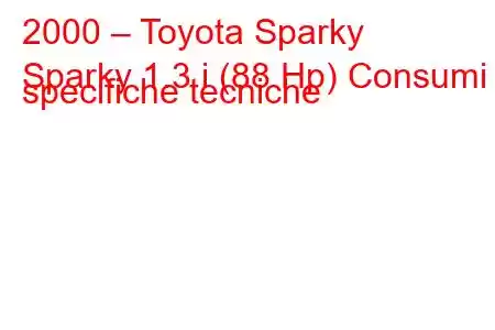 2000 – Toyota Sparky
Sparky 1.3 i (88 Hp) Consumi e specifiche tecniche